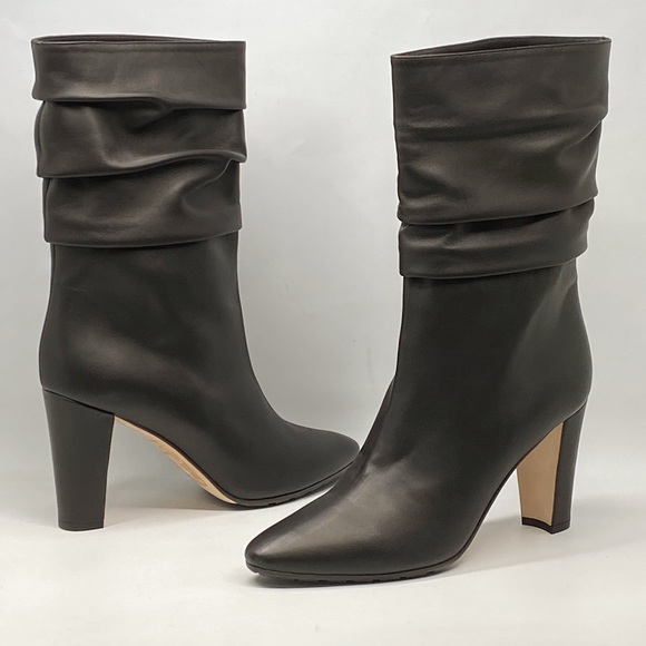Manolo Blahnik Calasso 90MM Ruched Leather Boots size 38 - Picture 1 of 16